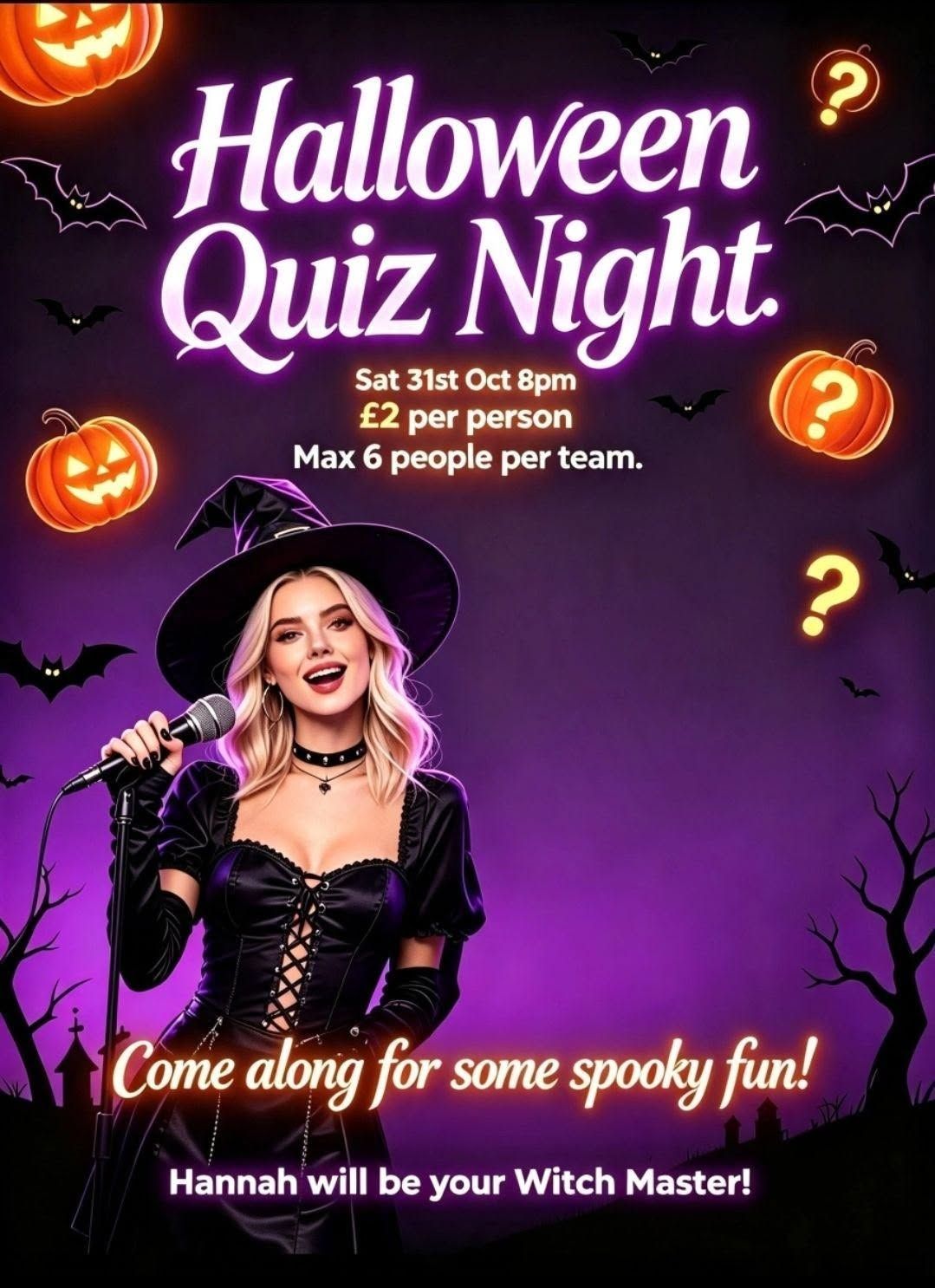 Halloween Quiz Night With Witch Master Hannah at Emsworth Sports and Social Club